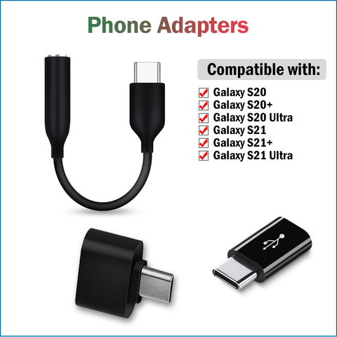 Adaptadores USB para Samsung Galaxy S21 S20 Ultra Plus + 5G Tipo C OTG conector de Cable de carga de USB-C a 3,5mm Jack de Audio convertidor ► Foto 1/6