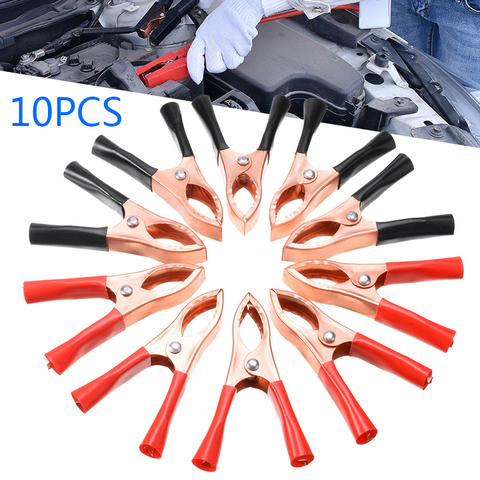 Abrazadera de resorte de cocodrilo para coche, pinzas de cocodrilo de 70mm, pinzas de batería de coche, Cables, abrazadera del cargador, herramientas de equipo eléctrico, 30A, rojo y negro, 10 Uds. ► Foto 1/6