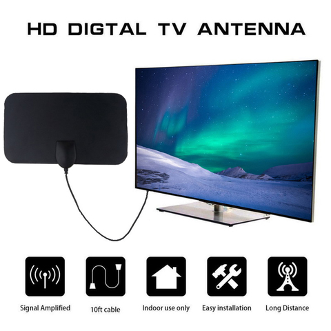 Kebidumei, amplificador de señal HD para interiores, Antena De TV Digital HDTV 4 K, rango de 50 millas, 25 dB para VHF UHF HDTV, antena TV, receptor de señal ► Foto 1/6