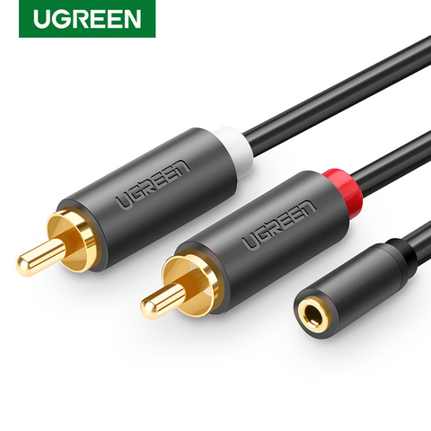 Ugreen RCA Cable 2 RCA macho a hembra 3,5mm Jack adaptador de Cable de Audio Aux Cable para iPhone Edifer a casa teatro DVD VCD auriculares ► Foto 1/6