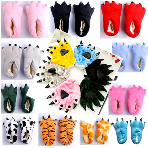 Zapatillas de deporte de Interior para mujer, pantuflas de felpa suave, zapatos bonitos de dibujos animados de unicornio, Stitch, pata de Tigre, zapatos de casa con garras de Animal para invierno ► Foto 1/6