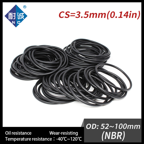 5 unids/lote caucho negro NBR CS3.5mm OD52/55/56/57/58/60/65/70/75/80/85/90/95/100mm anillo O junta resistente al aceite impermeable ► Foto 1/6