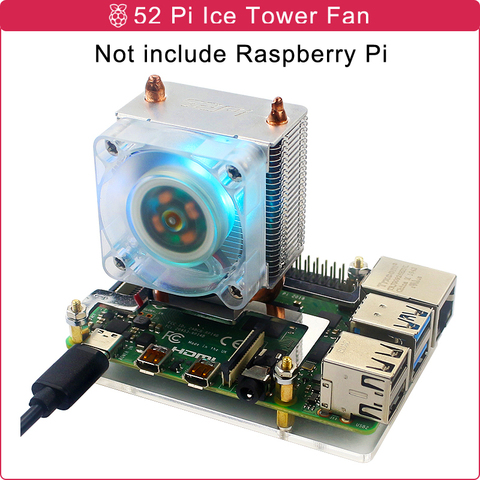 52Pi Original de hielo de la torre de enfriamiento RGB ventilador para Raspberry Pi Modelo B tubo de cobre refrigerador con carcasa de acrílico para Raspberry Pi 4 ► Foto 1/6