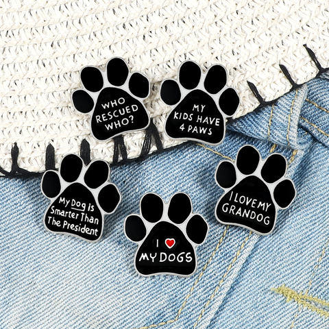 Broche de pezuña de gato y perro negro, Pin esmaltado para cachorro, pata de gatito, camisa y Chaquetas vaqueras, Pin para solapa con insignia de animales, regalos de joyería para enamorados ► Foto 1/6