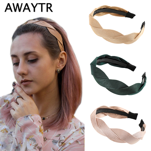 AWAYTR-Cinta para cabello suave con forma de Corea para mujer, bandana con bisel, accesorios para el cabello para niña, lazo para cabello Simple ► Foto 1/6