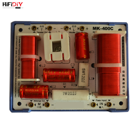 HIFIDIY-MK-400C en vivo de 3 vías y 4 altavoces, Unidad de altavoz (tweeter + mid + 2 * bass), altavoces HiFi, divisor de frecuencia de audio, filtros cruzados ► Foto 1/6