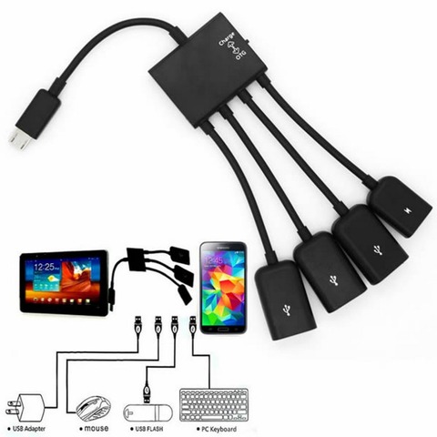 1 unidad de alta calidad 4 puertos Micro USB para Android Tablet pc carga de energía OTG Hub Cable conector Empalme ► Foto 1/6