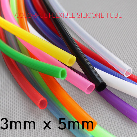 Tubo de silicona de 3x5 ID, 3mm OD, 5mm, 1 metro, manguera de goma Flexible, espesor de 1mm, Conector de agua para refrescos de grado alimenticio, colorido ► Foto 1/5