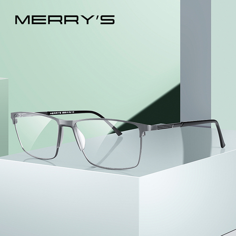 MERRYS-gafas de sol cuadradas para hombre, anteojos para miopía, graduadas, Montura de gafas de aleación de titanio, estilo de negocios, ultralivianas, S2170 ► Foto 1/6