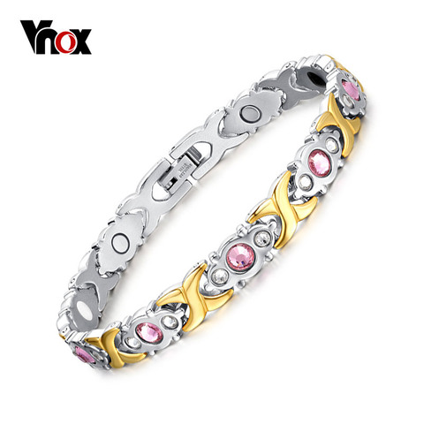 Vnox-Pulseras de Salud de piedra de cristal rosa para mujer, regalos de energía Bio para mujer ► Foto 1/6