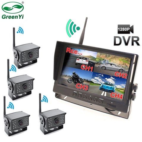 Actualización 2022, AHD, cámara grabadora Digital inalámbrica de respaldo DVR y Kit de Monitor AHD de 4 pulgadas y 9 pulgadas para camión, remolque, autobús, pastillas, remolque ► Foto 1/6