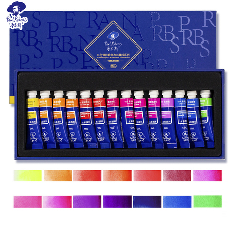 Caja de regalo oficial de Paul Rubens, 5ml, 14 colores, fluorescentes, juego de acuarela, proveedor de arte para estudiantes y principiantes ► Foto 1/6