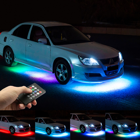 Niscarda música Control remoto RGB LED tira bajo el tubo del coche Underglow sistema de luz de neón DC12V IP65 5050 SMD ► Foto 1/6