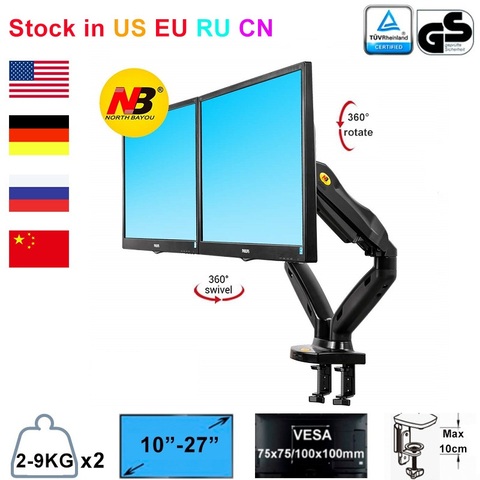 NB North Bayou F160-Brazo giratorio para Monitor LCD, brazo de 2-9KG, dos brazos de movimiento completo duales, soporte de escritorio para Monitor de 17 