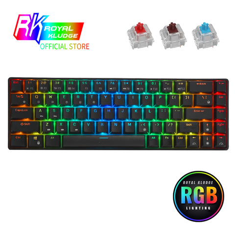 Teclado mecánico RK68 65% Bluetooth inalámbrico/con cable USB de Gaming con interruptor azul Gateron/teclado compacto de 68 teclas retroiluminado con LED ► Foto 1/6