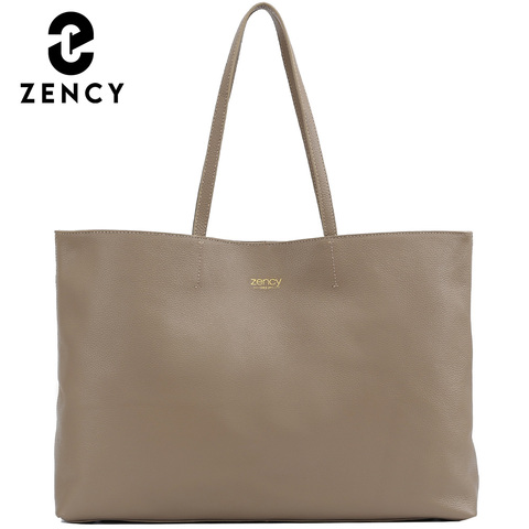 Zency-Bolso de mano grande de piel auténtica para mujer, 100% de diseñador único, bolso de mano de invierno, informal, para uso diario, 2022 ► Foto 1/6