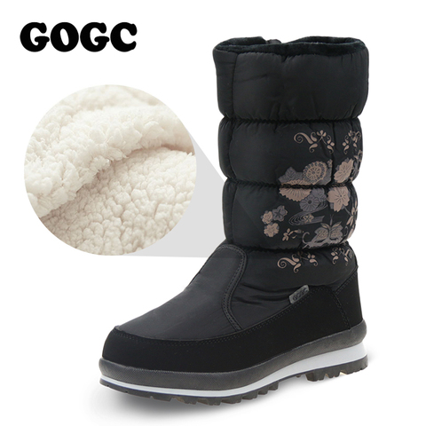 GOGC-Botas de invierno con piel para mujer, botas altas de invierno hasta la rodilla, para invierno, 9620 ► Foto 1/6