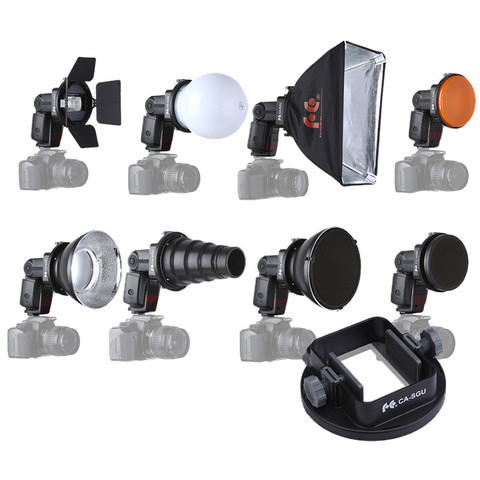 9 unids K9 Flash Speedlite kit de accesorios Snoot cónico + Reflector + difusor + miel peine + Softbox + geles + Barndoor + montaje ► Foto 1/6