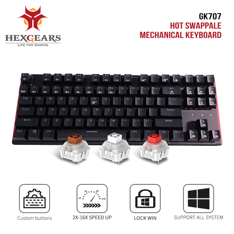 HEXGEARS GK707 87 teclado blanco azul impermeable Kailh BOX Switch teclado de juegos interruptor de intercambio en caliente Teclado mecánico para juegos ► Foto 1/6