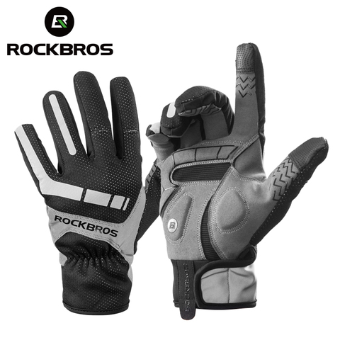 ROCKBROS-Guantes Térmicos para ciclismo, resistentes al viento, con pantalla táctil, para Otoño e Invierno ► Foto 1/6