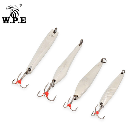 W.P.E-señuelo de Pesca de invierno, 1 Uds., 5g/10g/15g/20g/25g, cuchara de señuelo de Pesca dura, aparejos de Pesca de Metal, anzuelo triple ► Foto 1/6