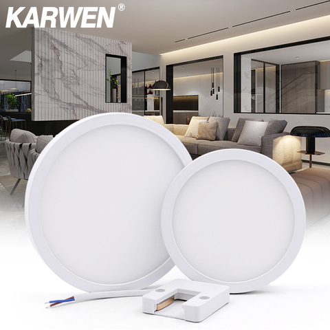 KARWEN-luces LED de techo de alto brillo, lámpara de Panel LED AC 85-265V, 6w, 9w, 13w, 18w y 24w, para sala de estar ► Foto 1/6