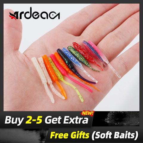 Ardea-SEÑUELOS blandos de silicona, 12pcs50mm, conjunto de Señuelos de Pesca, Wobblers, gusano, anzuelo de doble Color, aparejos de pesca artificiales ► Foto 1/6