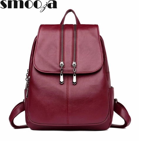 SMOOZA-Mochila De Viaje multifuncional para mujer, bolso escolar de diseñador de piel sintética de alta calidad ► Foto 1/6