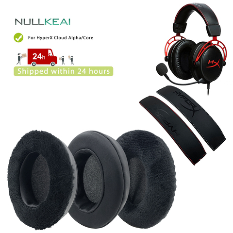 Almohadillas de terciopelo de cuero grueso de repuesto NULLKEAI para HyperX Cloud Alpha, auriculares de núcleo de nube, diadema de orejera de alta calidad ► Foto 1/6