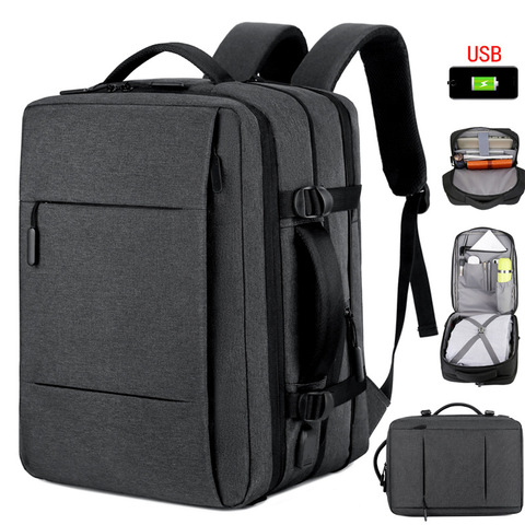 Mochila expandible de gran capacidad para hombre, morral para ordenador portátil con carga USB, impermeable, para viajes de negocios, bolsas de equipaje ► Foto 1/6