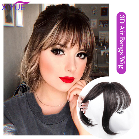 Clip en flequillo postizo para el pelo, accesorios de cabello, flequillo falso sintético, negro/marrón claro, extensiones de cabello, Clip en piezas ► Foto 1/6