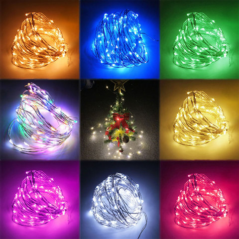 Año Nuevo 2022 regalos 10M/5M/2M Garland de LED de alambre de cobre Alambre de guirnaldas de luces Noel adornos navideños para el hogar Decoración del árbol de Navidad ► Foto 1/6