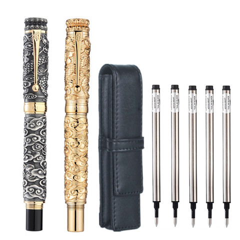 Jinhao-Conjunto de bolígrafos de gel de colección exquisita, Bolígrafo de Metal dorado, bolsa de regalo, recarga de negocios y oficina ► Foto 1/4