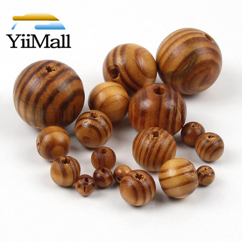 Cuentas de madera a rayas naturales, espaciador de madera redondas de pino de 6-30mm, cuentas sueltas para fabricación de joyas, pulsera, collar, accesorios DIY ► Foto 1/6