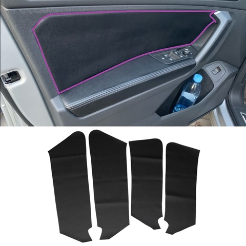 Paneles de cuero de microfibra para puerta de VW Tiguan, protectores de Panel de manija de puerta, cubierta protectora, embellecedor, color negro, para VW Tiguan 2017, 2022, 2022, 4 Uds. ► Foto 1/6