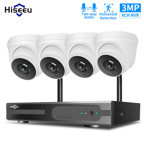 Hiseeu-sistema de cámaras de seguridad CCTV de Audio bidireccional, HD, 1536P, 1080P, Kit de 3MP, 8 canales, NVR, Wifi, videovigilancia para interiores y hogares ► Foto 1/6