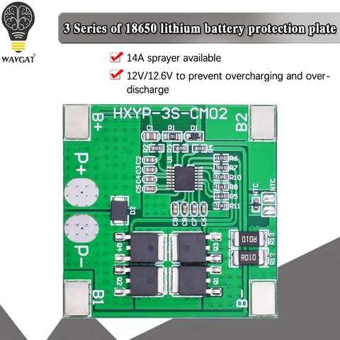 Placa de protección de batería de litio 3S, 11,1 V, 12V, 12,6 V, antisobrecarga, corriente de descarga, 14A, 18650 Li-ion, módulo BMS ► Foto 1/6