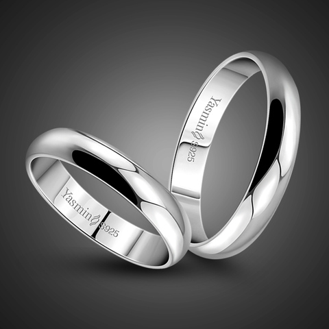 Anillo de compromiso de matrimonio sencillo. Sólido, 925, anillo de plata para parejas. Anillo individual para mujer o hombre. Joyería de plata esterlina al por mayor ► Foto 1/6