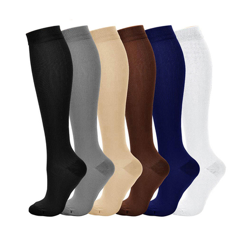 HUAYA Compress calcetines de presión pierna hombres mujeres 15-20 Mmhg correr deporte viaje compresión medias Multi Nylon negro blanco Calcetines ► Foto 1/6