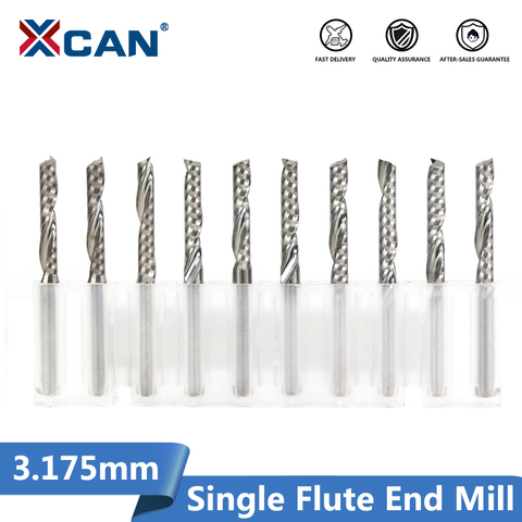 XCAN 10 Uds 3.175mm mango CNC fresa de corte longitud 15/17/20/22mm una flauta espiral Router Bits Singe flauta fresadora ► Foto 1/6