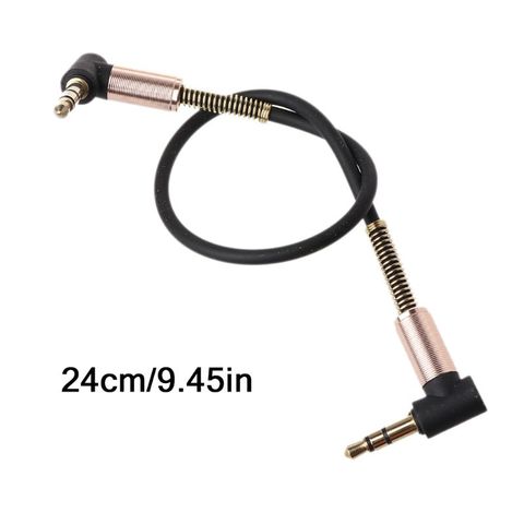 24cm doble 90 grados de Nylon de 3,5mm a 3,5mm conector macho audio Cable auxiliar de coche para iphone Samsung Xiaomi MP3 altavoz 37MC ► Foto 1/5