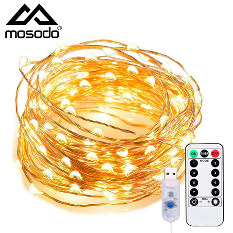 Tira de luces LED con Control remoto para decoración de Navidad, luces parpadeantes con temporizador, 8 modos, 2m, 5m, 10m ► Foto 1/6