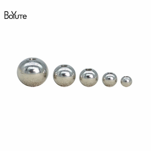 BoYuTe (100 unids/lote) 3-4-5-6-8MM de acero inoxidable redondo espaciador cuentas de joyería hecha a mano Diy materiales al por mayor ► Foto 1/6