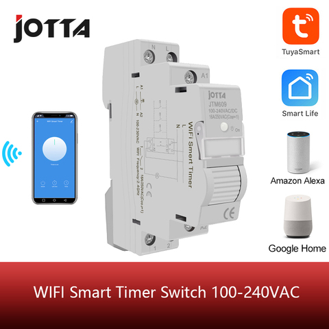 Casa inteligente 18mm 1P WiFi Control remoto APP interruptor de circuito interruptor temporizador escalera temporizador Din Rail Universal 110V 220V AC entrada ► Foto 1/6