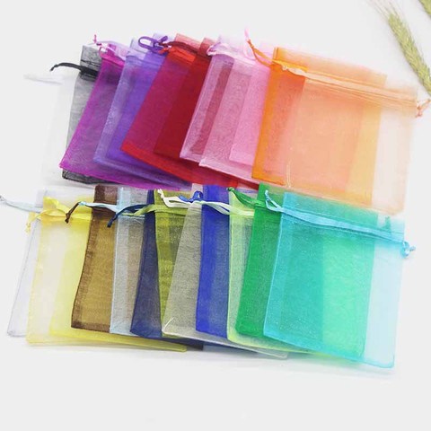 50pc 7x9cm 9x12cm 10x15cm, 13x18cm bolsa de Organza para boda caramelo bolsa de moda de diseño especial de promoción de joyería regalos ► Foto 1/6