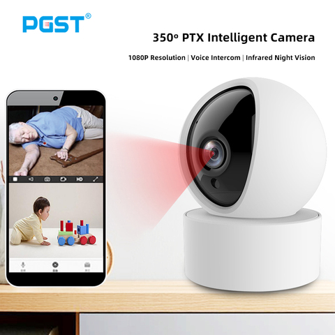 PGST-cámara IP de 1080P para interiores, sistema de seguridad PG107 con detección de personas, visión nocturna, Wifi, Monitor de bebé, cámara para mascotas ► Foto 1/6
