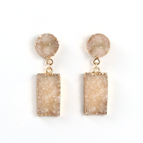 Bijoux falsa piedra resina Druzy Pendientes regalo Pendientes para las mujeres joyería Pendientes exposición Brinco Mujer Moda caliente 2022 ► Foto 1/6