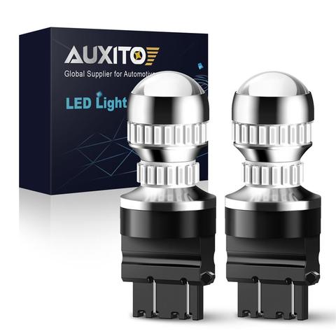 AUXITO-2 uds. De bombillas LED Canbus T25 3157 3156 3057 3056 P27/7W, luz de freno trasera para coche, 54 LED 4014 SMD, luz de estacionamiento de 12V, color blanco, ámbar y rojo ► Foto 1/6