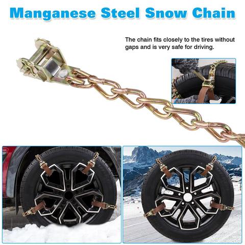 Cadena de nieve para neumático de coche, cadena de nieve de acero al manganeso para invierno, 8 Uds., 10 Uds. ► Foto 1/6
