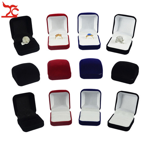 Gran oferta Azul Rojo Negro bloqueado de paquete de caja de Color a 4 disponibles anillo pendientes organizador de la joyería de almacenamiento caja de regalo ► Foto 1/6